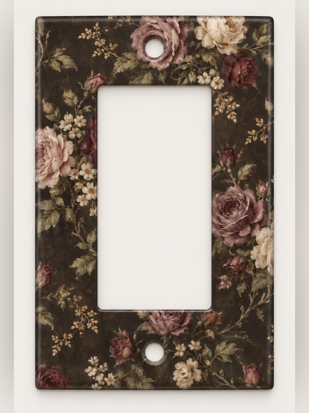 Moody Floral Rose Cottagecore Duplex Outlet Wall Plate Cover Vintage Style